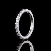 14K White Gold 3/4 Eternity Band with East-West Half Bezel Set Emerald Cut Lab Diamonds - 0.87 Carat Total Weight - Covaloro Fine Jewelry