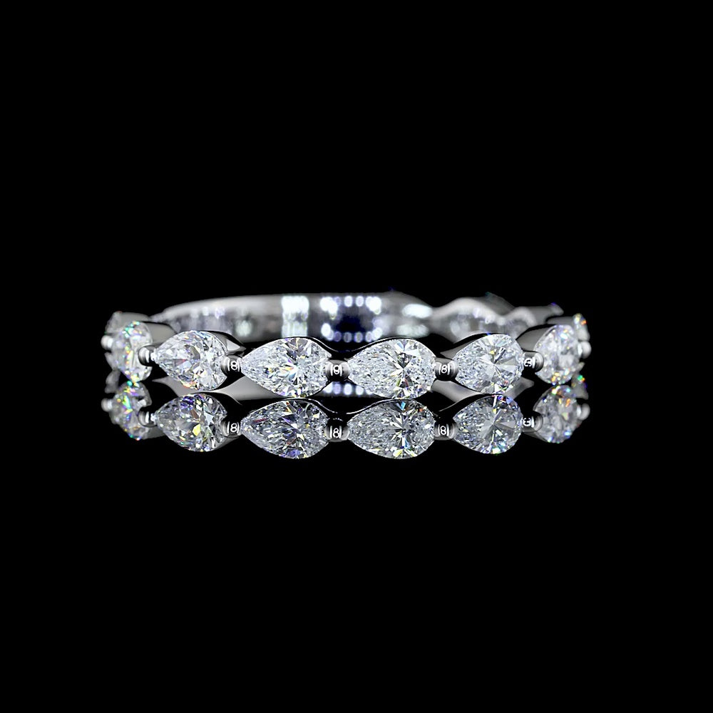 14K White Gold 3/4 Eternity Band with East-West Pear Shape Lab Diamonds - 0.99 Carats Total Diamond Weight - Covaloro Fine Jewelry