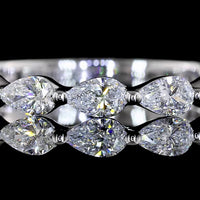 14K White Gold 3/4 Eternity Band with East-West Pear Shape Lab Diamonds - 0.99 Carats Total Diamond Weight - Covaloro Fine Jewelry