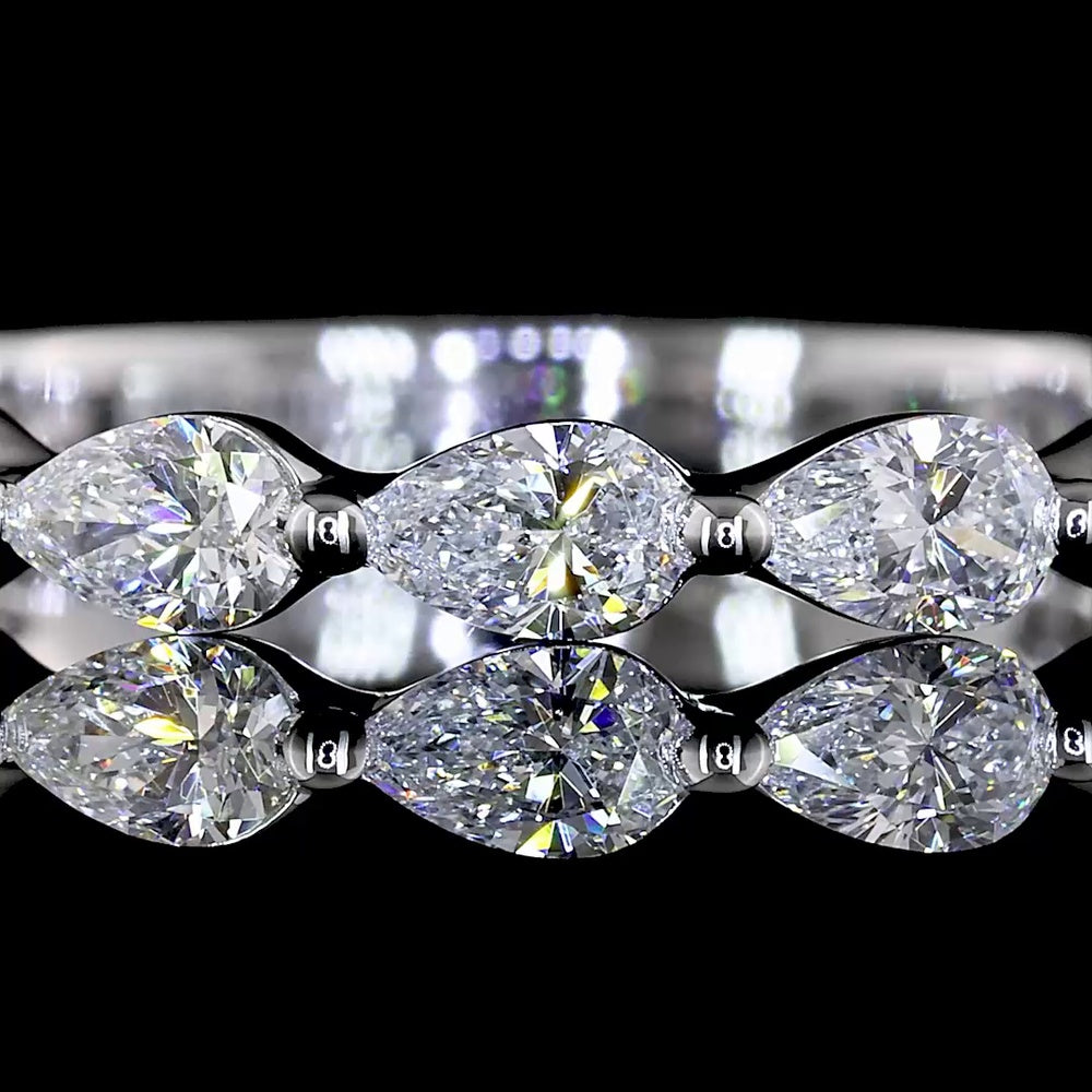 14K White Gold 3/4 Eternity Band with East-West Pear Shape Lab Diamonds - 0.99 Carats Total Diamond Weight - Covaloro Fine Jewelry