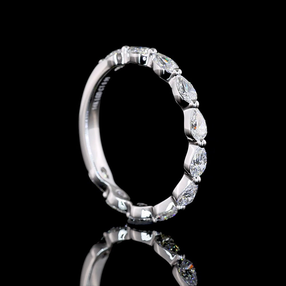 14K White Gold 3/4 Eternity Band with East-West Pear Shape Lab Diamonds - 0.99 Carats Total Diamond Weight - Covaloro Fine Jewelry