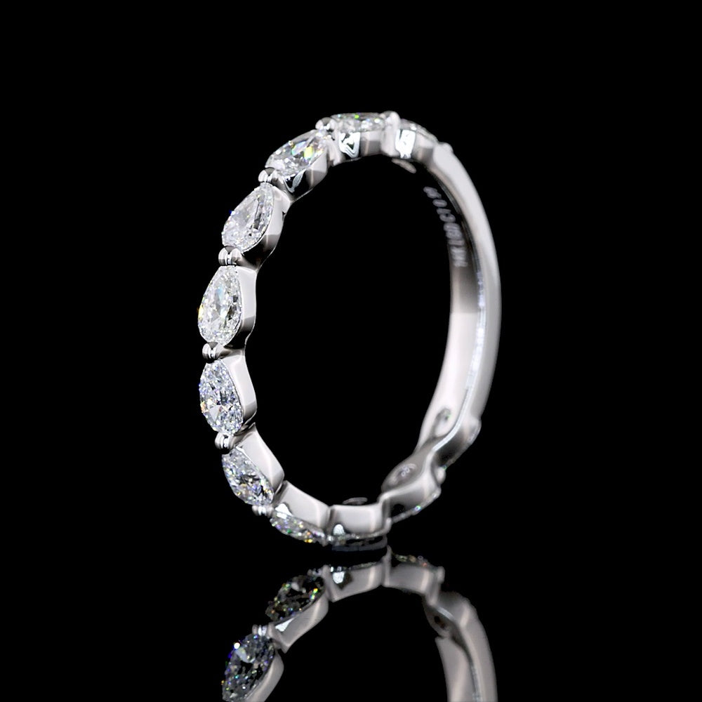 14K White Gold 3/4 Eternity Band with East-West Pear Shape Lab Diamonds - 0.99 Carats Total Diamond Weight - Covaloro Fine Jewelry