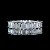 14K White Gold 3/4 Eternity Band with East-West Prong Set Emerald Cut Lab Diamonds - 2.06 Carats Total Diamond Weight - Covaloro Fine Jewelry