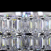 14K White Gold 3/4 Eternity Band with East-West Prong Set Emerald Cut Lab Diamonds - 2.06 Carats Total Diamond Weight - Covaloro Fine Jewelry