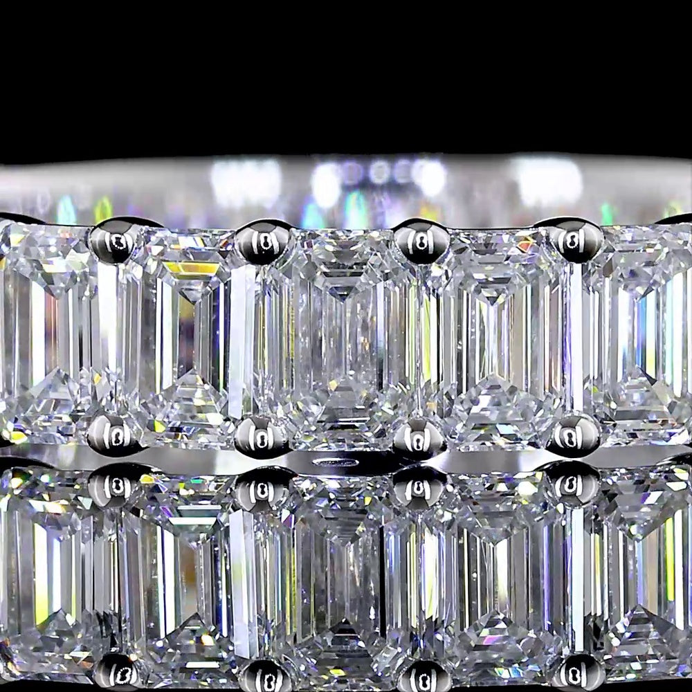 14K White Gold 3/4 Eternity Band with East-West Prong Set Emerald Cut Lab Diamonds - 2.06 Carats Total Diamond Weight - Covaloro Fine Jewelry