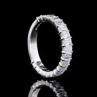 14K White Gold 3/4 Eternity Band with East-West Prong Set Emerald Cut Lab Diamonds - 2.06 Carats Total Diamond Weight - Covaloro Fine Jewelry