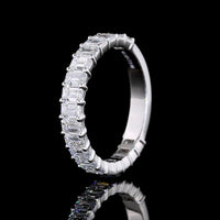 14K White Gold 3/4 Eternity Band with East-West Prong Set Emerald Cut Lab Diamonds - 2.06 Carats Total Diamond Weight - Covaloro Fine Jewelry