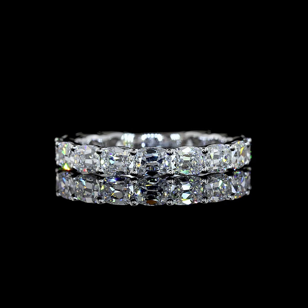14K White Gold 3/4 Eternity Band with East-West Set Antique Cushion Lab Diamonds - 1.82 Carats Total Diamond Weight - Covaloro Fine Jewelry