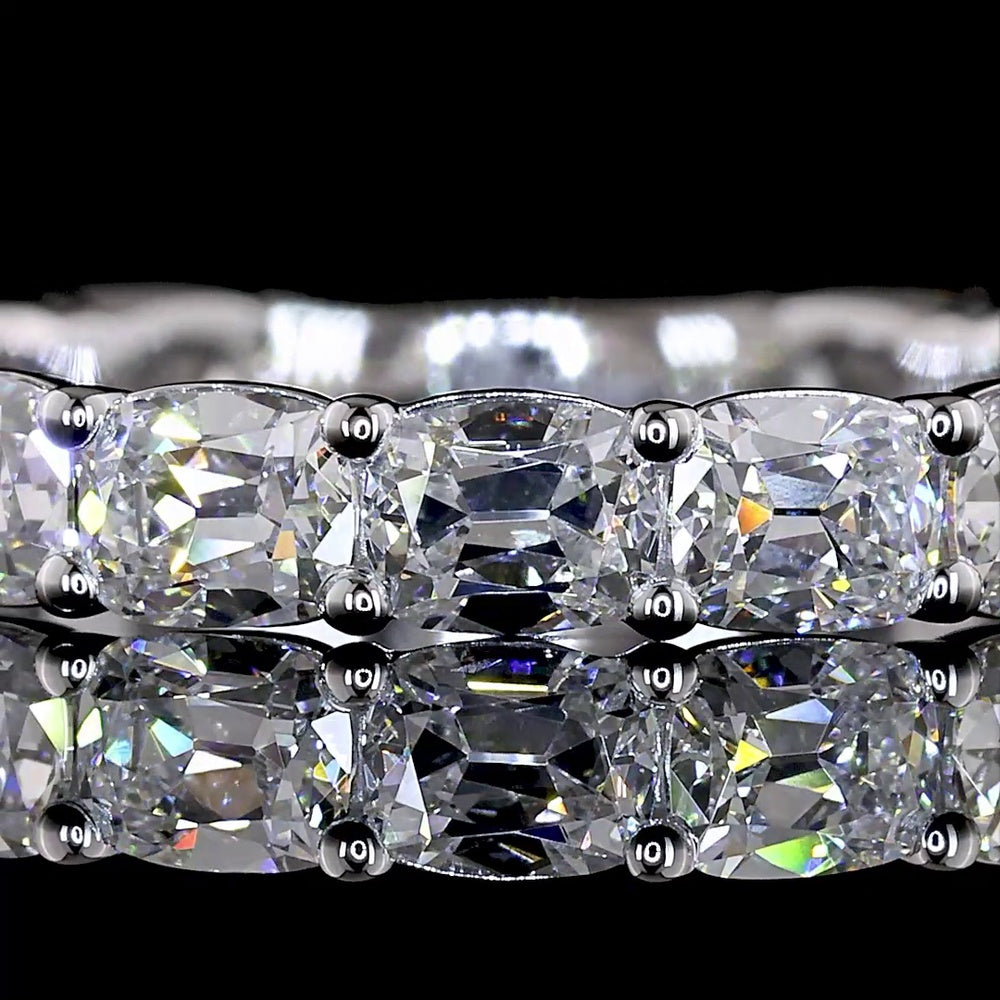 14K White Gold 3/4 Eternity Band with East-West Set Antique Cushion Lab Diamonds - 1.82 Carats Total Diamond Weight - Covaloro Fine Jewelry