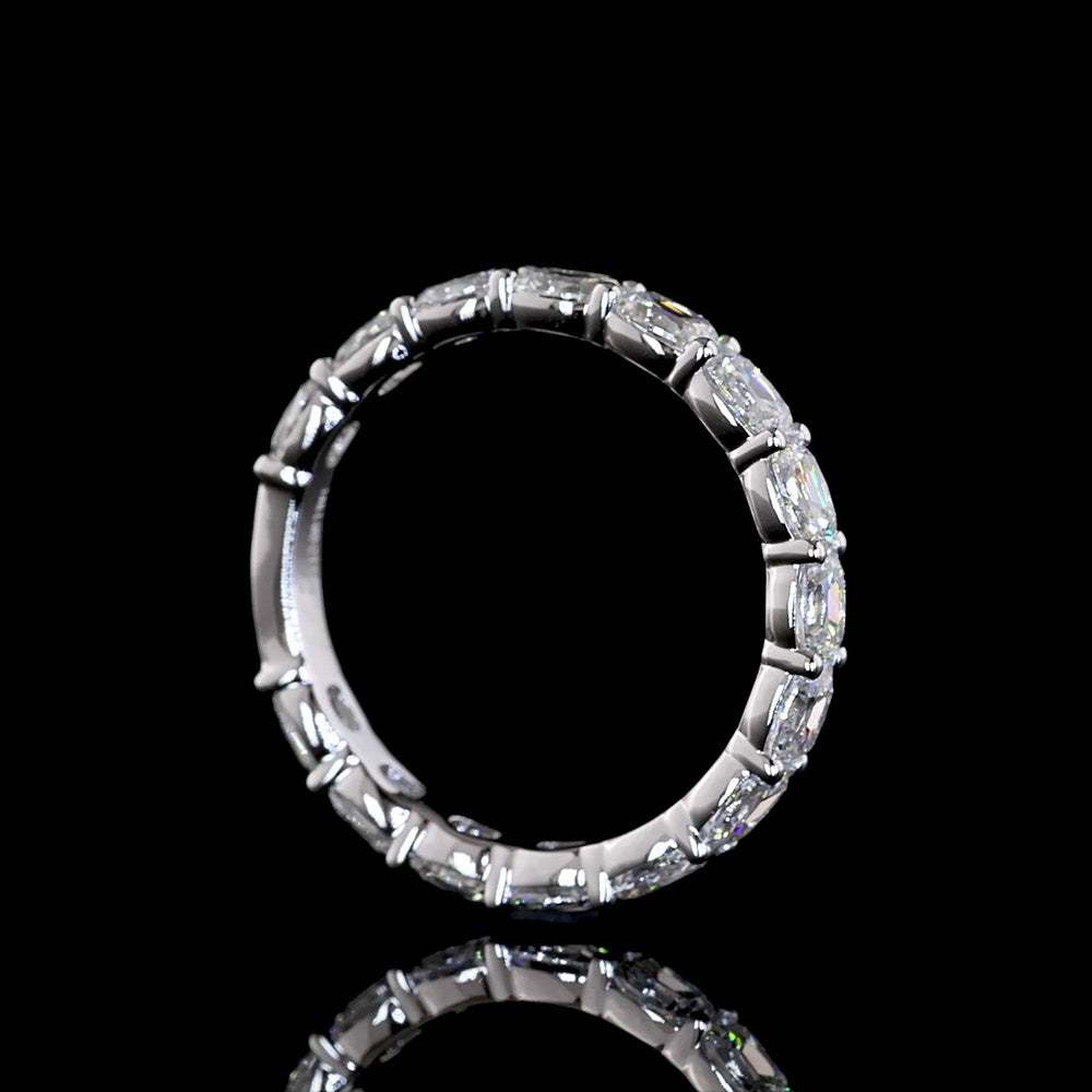 14K White Gold 3/4 Eternity Band with East-West Set Antique Cushion Lab Diamonds - 1.82 Carats Total Diamond Weight - Covaloro Fine Jewelry