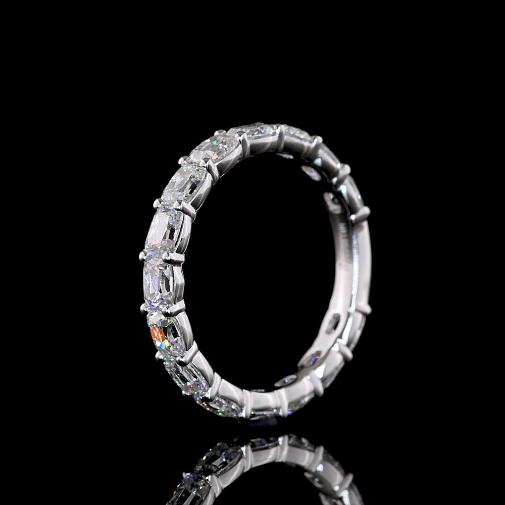 14K White Gold 3/4 Eternity Band with East-West Set Antique Cushion Lab Diamonds - 1.82 Carats Total Diamond Weight - Covaloro Fine Jewelry
