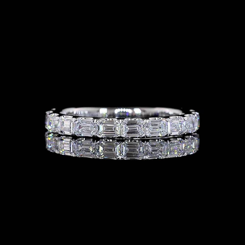 14K White Gold 3/4 Eternity Band with East-West Set Emerald Cut Lab Diamonds - 1.32 Carats Total Diamond Weight - Covaloro Fine Jewelry