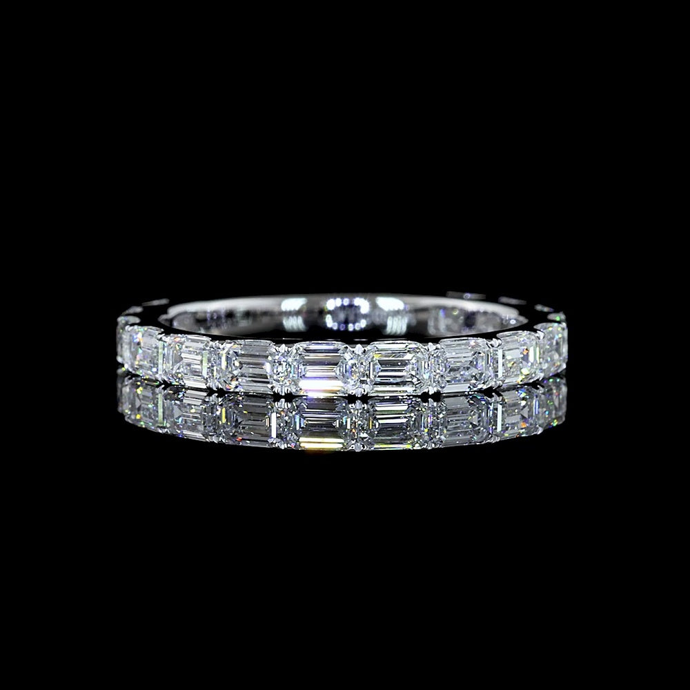 14K White Gold 3/4 Eternity Band with East-West Set Emerald Cut Lab Diamonds - 15 Stones, 1.40 Carat Total Weight - Covaloro Fine Jewelry