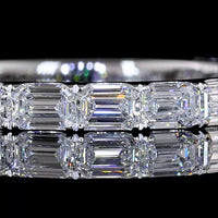 14K White Gold 3/4 Eternity Band with East-West Set Emerald Cut Lab Diamonds - 15 Stones, 1.40 Carat Total Weight - Covaloro Fine Jewelry