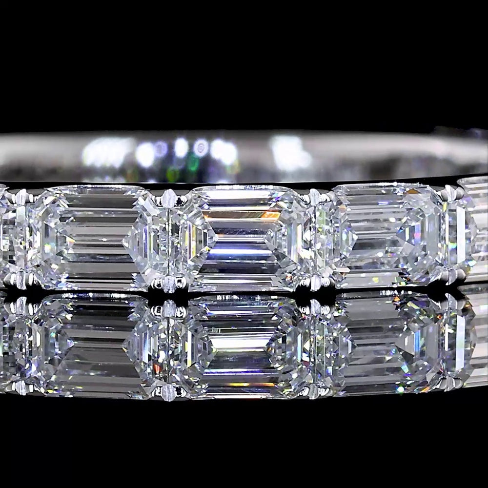 14K White Gold 3/4 Eternity Band with East-West Set Emerald Cut Lab Diamonds - 15 Stones, 1.40 Carat Total Weight - Covaloro Fine Jewelry