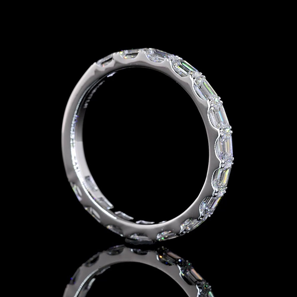 14K White Gold 3/4 Eternity Band with East-West Set Emerald Cut Lab Diamonds - 15 Stones, 1.40 Carat Total Weight - Covaloro Fine Jewelry