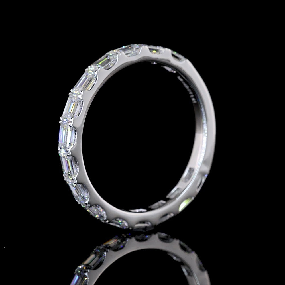 14K White Gold 3/4 Eternity Band with East-West Set Emerald Cut Lab Diamonds - 15 Stones, 1.40 Carat Total Weight - Covaloro Fine Jewelry