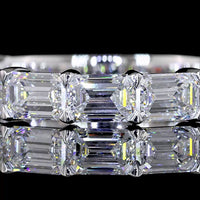 14K White Gold 3/4 Eternity Band with East-West Set Emerald Cut Lab Diamonds - 3.09 Carats Total Diamond Weight - Covaloro Fine Jewelry