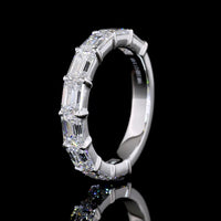 14K White Gold 3/4 Eternity Band with East-West Set Emerald Cut Lab Diamonds - 3.09 Carats Total Diamond Weight - Covaloro Fine Jewelry