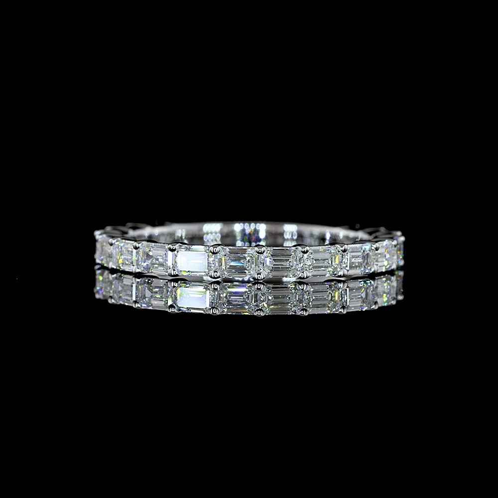 14K White Gold 3/4 Eternity Band with East-West Set Emerald Cut Natural Diamonds - 1.08 Carat Total Weight, E-F Color VS+ Clarity - Covaloro Fine Jewelry
