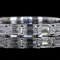 14K White Gold 3/4 Eternity Band with East-West Set Emerald Cut Natural Diamonds - 1.08 Carat Total Weight, E-F Color VS+ Clarity - Covaloro Fine Jewelry