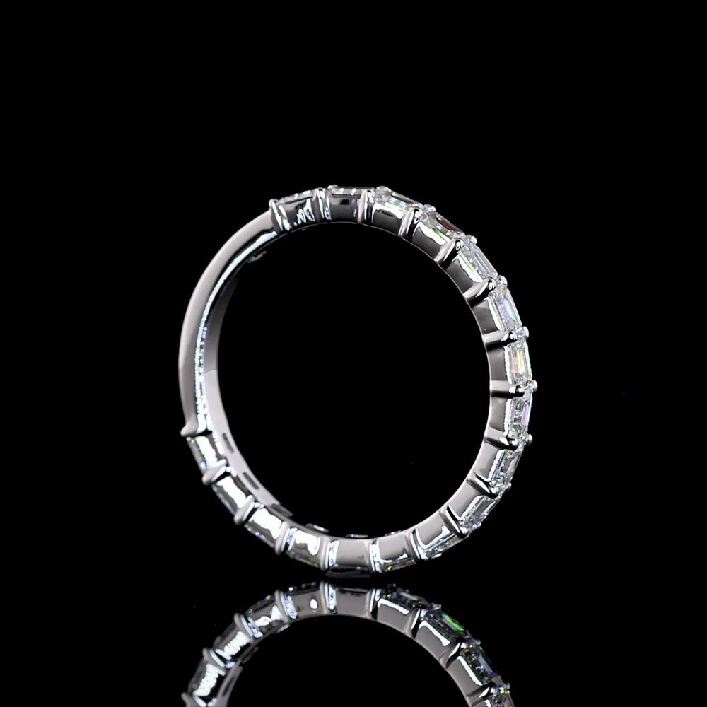 14K White Gold 3/4 Eternity Band with East-West Set Emerald Cut Natural Diamonds - 1.08 Carat Total Weight, E-F Color VS+ Clarity - Covaloro Fine Jewelry