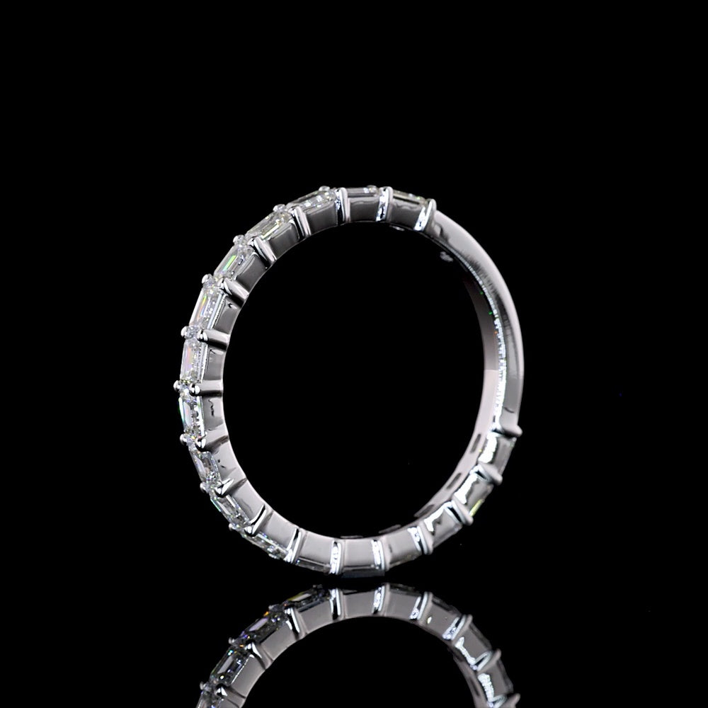 14K White Gold 3/4 Eternity Band with East-West Set Emerald Cut Natural Diamonds - 1.08 Carat Total Weight, E-F Color VS+ Clarity - Covaloro Fine Jewelry