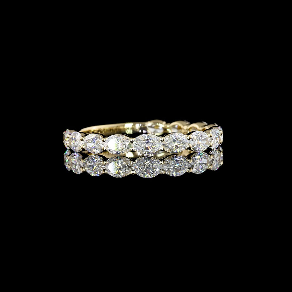 14K White Gold 3/4 Eternity Band with East-West Set Oval Cut Lab Diamonds - 1.19 Carat Total Weight, E-F Color VS2 Clarity - Covaloro Fine Jewelry