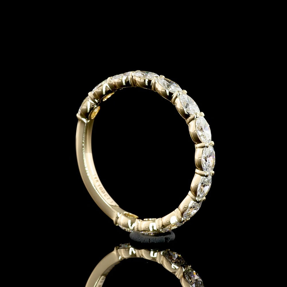 14K White Gold 3/4 Eternity Band with East-West Set Oval Cut Lab Diamonds - 1.19 Carat Total Weight, E-F Color VS2 Clarity - Covaloro Fine Jewelry