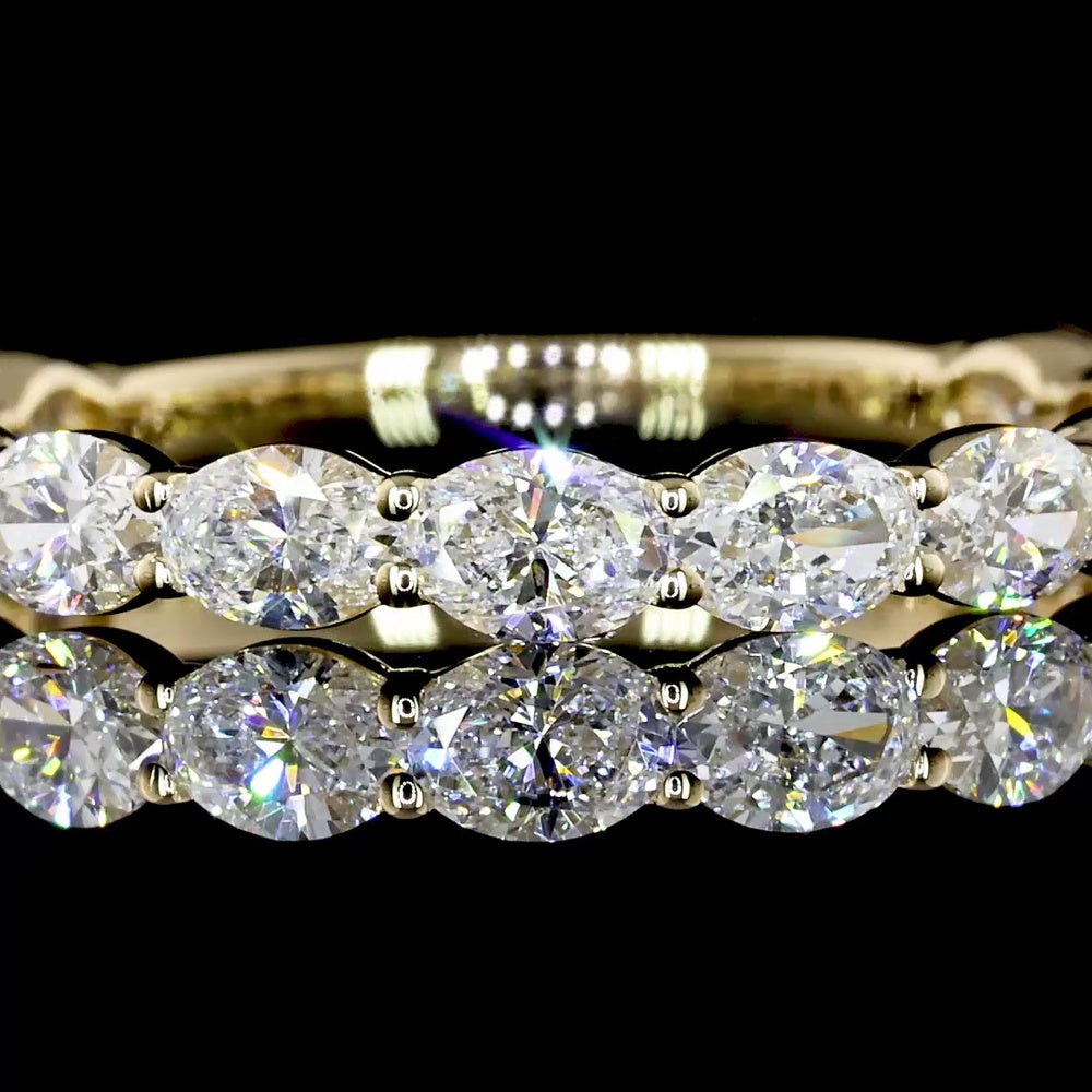 14K White Gold 3/4 Eternity Band with East-West Set Oval Cut Lab Diamonds - 1.19 Carat Total Weight, E-F Color VS2 Clarity - Covaloro Fine Jewelry