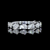 14K White Gold 3/4 Eternity Band with East-West Set Pear Shape Lab Diamonds - 1.05 Total Carat Weight, E-F Color VS Clarity - Covaloro Fine Jewelry