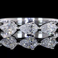 14K White Gold 3/4 Eternity Band with East-West Set Pear Shape Lab Diamonds - 1.05 Total Carat Weight, E-F Color VS Clarity - Covaloro Fine Jewelry