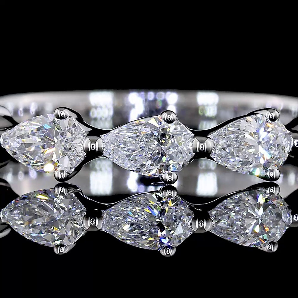 14K White Gold 3/4 Eternity Band with East-West Set Pear Shape Lab Diamonds - 1.05 Total Carat Weight, E-F Color VS Clarity - Covaloro Fine Jewelry