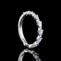 14K White Gold 3/4 Eternity Band with East-West Set Pear Shape Lab Diamonds - 1.05 Total Carat Weight, E-F Color VS Clarity - Covaloro Fine Jewelry