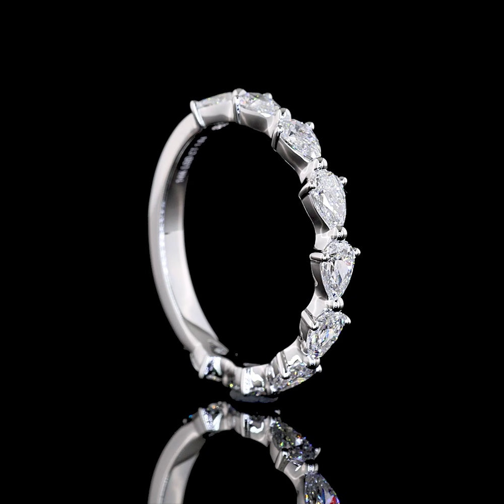 14K White Gold 3/4 Eternity Band with East-West Set Pear Shape Lab Diamonds - 1.05 Total Carat Weight, E-F Color VS Clarity - Covaloro Fine Jewelry