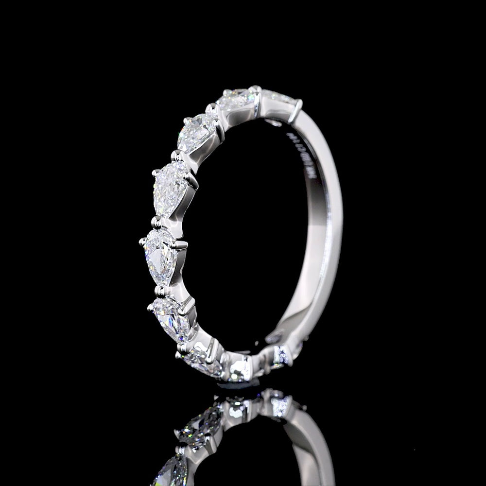 14K White Gold 3/4 Eternity Band with East-West Set Pear Shape Lab Diamonds - 1.05 Total Carat Weight, E-F Color VS Clarity - Covaloro Fine Jewelry