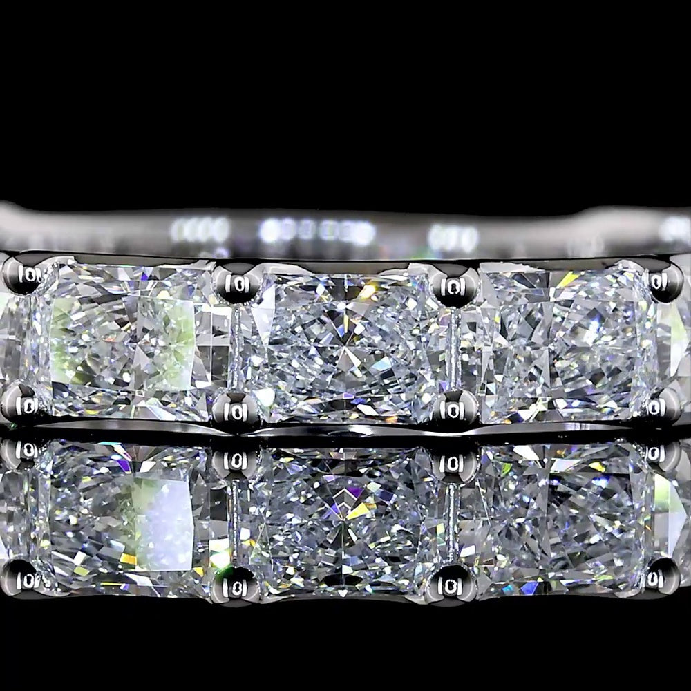 14K White Gold 3/4 Eternity Band with East-West Set Radiant Cut Lab Diamonds - 1.73 Carat Total Weight - Covaloro Fine Jewelry