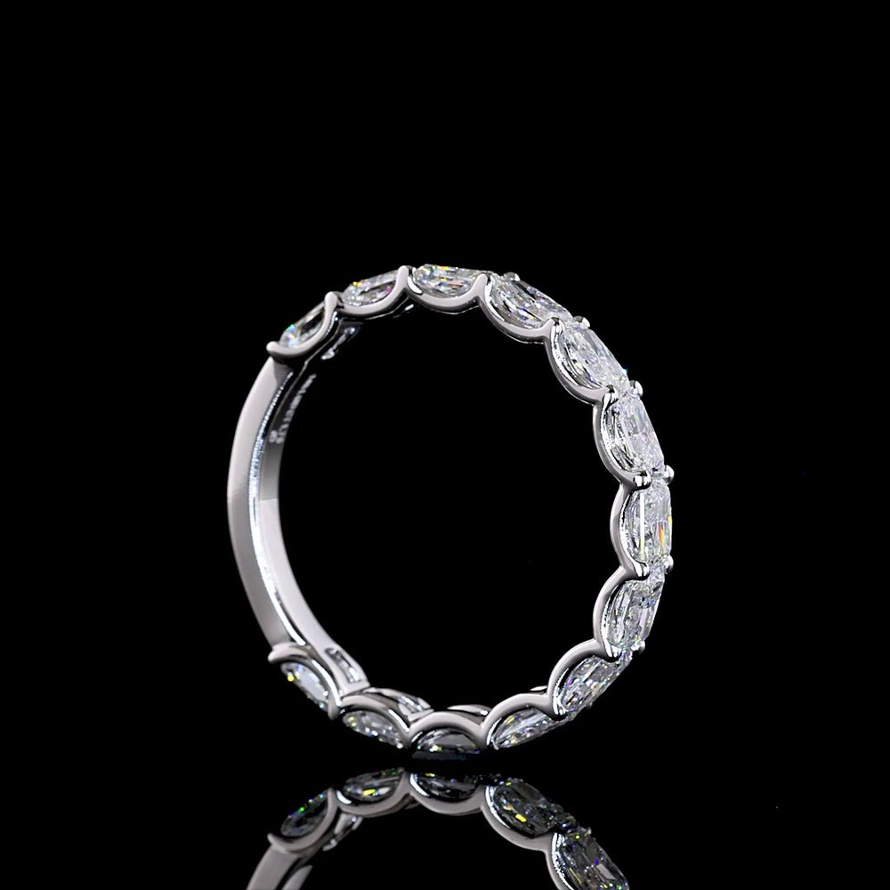 14K White Gold 3/4 Eternity Band with East-West Set Radiant Cut Lab Diamonds - 1.75 Total Carat Weight, E-F Color, VS Clarity - Covaloro Fine Jewelry