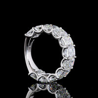 14K White Gold 3/4 Eternity Band with East-West U-Prong Set Emerald Cut Lab Diamonds - 9.64 Carats Total Diamond Weight - Covaloro Fine Jewelry