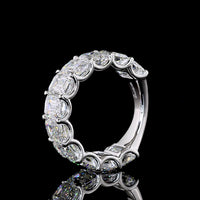 14K White Gold 3/4 Eternity Band with East-West U-Prong Set Emerald Cut Lab Diamonds - 9.64 Carats Total Diamond Weight - Covaloro Fine Jewelry