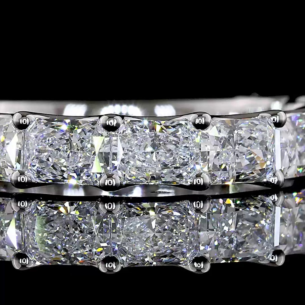 14K White Gold 3/4 Eternity Band with East-West U Prong Set Radiant Cut Lab Diamonds - 2.36 Carats Total Diamond Weight - Covaloro Fine Jewelry