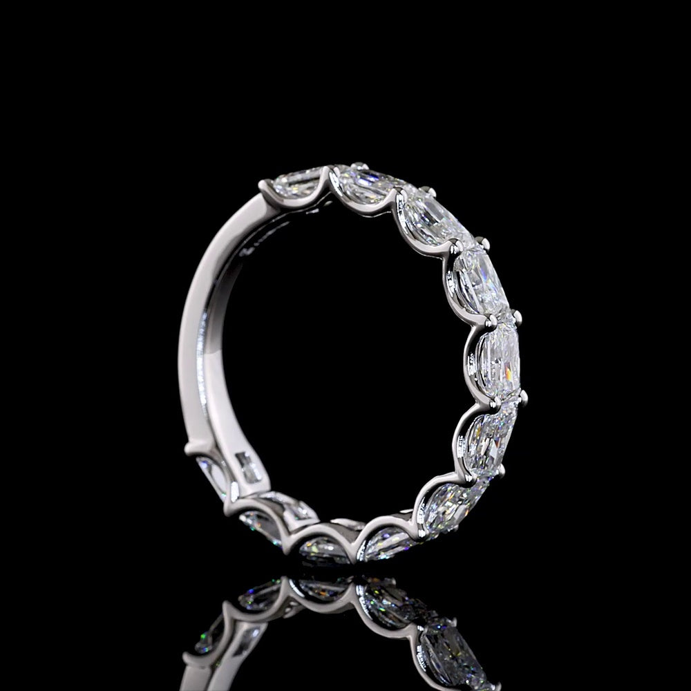 14K White Gold 3/4 Eternity Band with East-West U Prong Set Radiant Cut Lab Diamonds - 2.36 Carats Total Diamond Weight - Covaloro Fine Jewelry