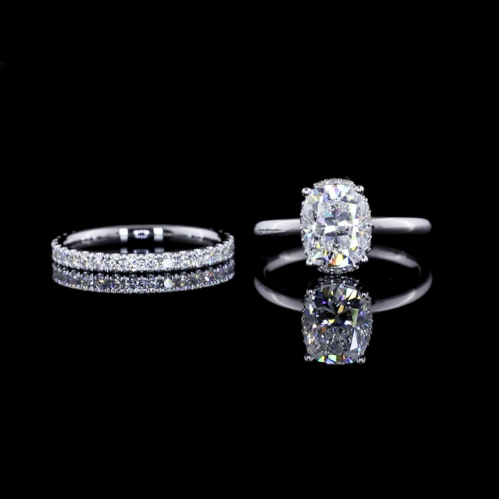 14K White Gold 3/4 Eternity Band with Micro-Pavé Set Round Brilliant Cut Lab Diamonds - 0.69 Carat Total Weight - Covaloro Fine Jewelry