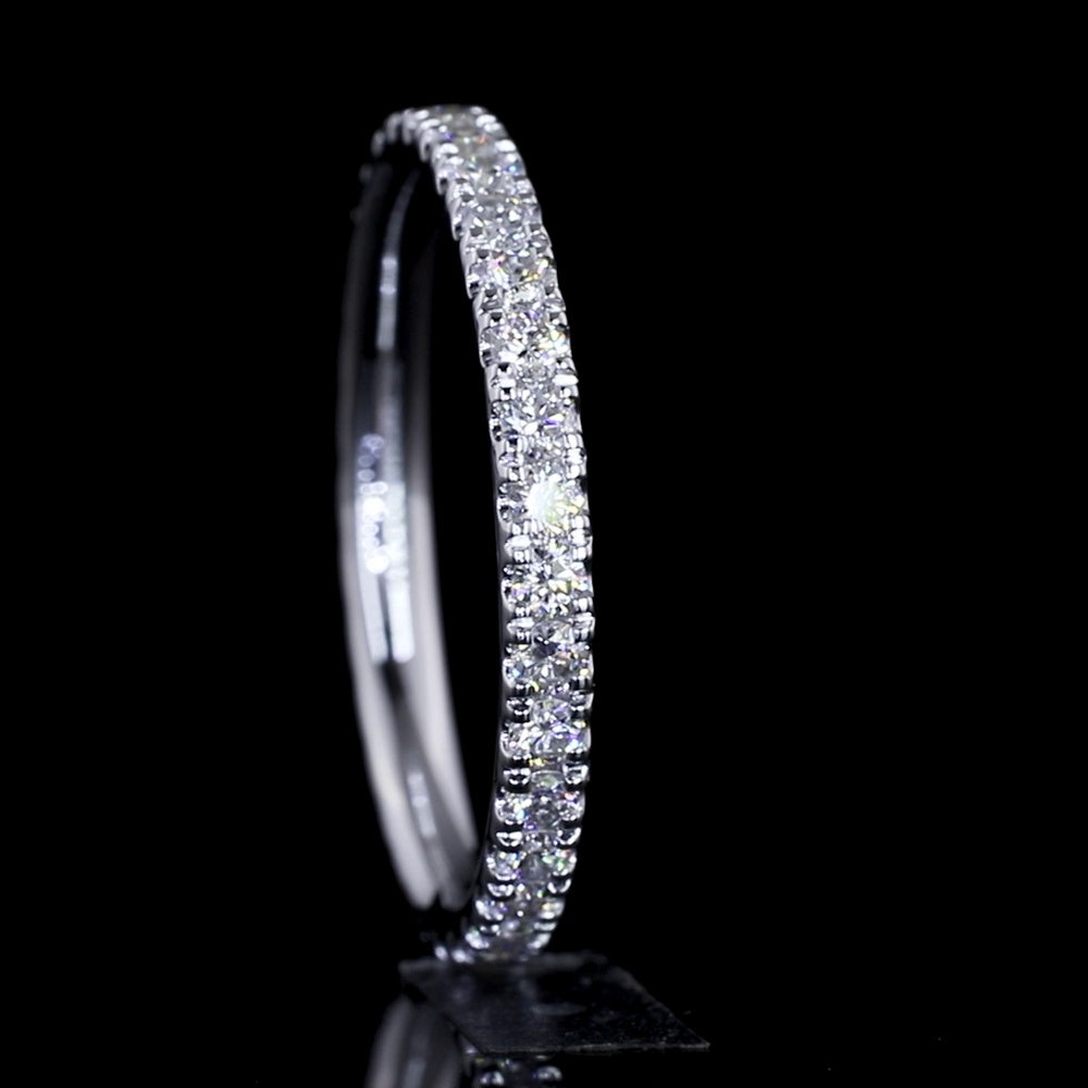 14K White Gold 3/4 Eternity Band with Micro-Pavé Set Round Brilliant Cut Lab Diamonds - 0.69 Carat Total Weight - Covaloro Fine Jewelry