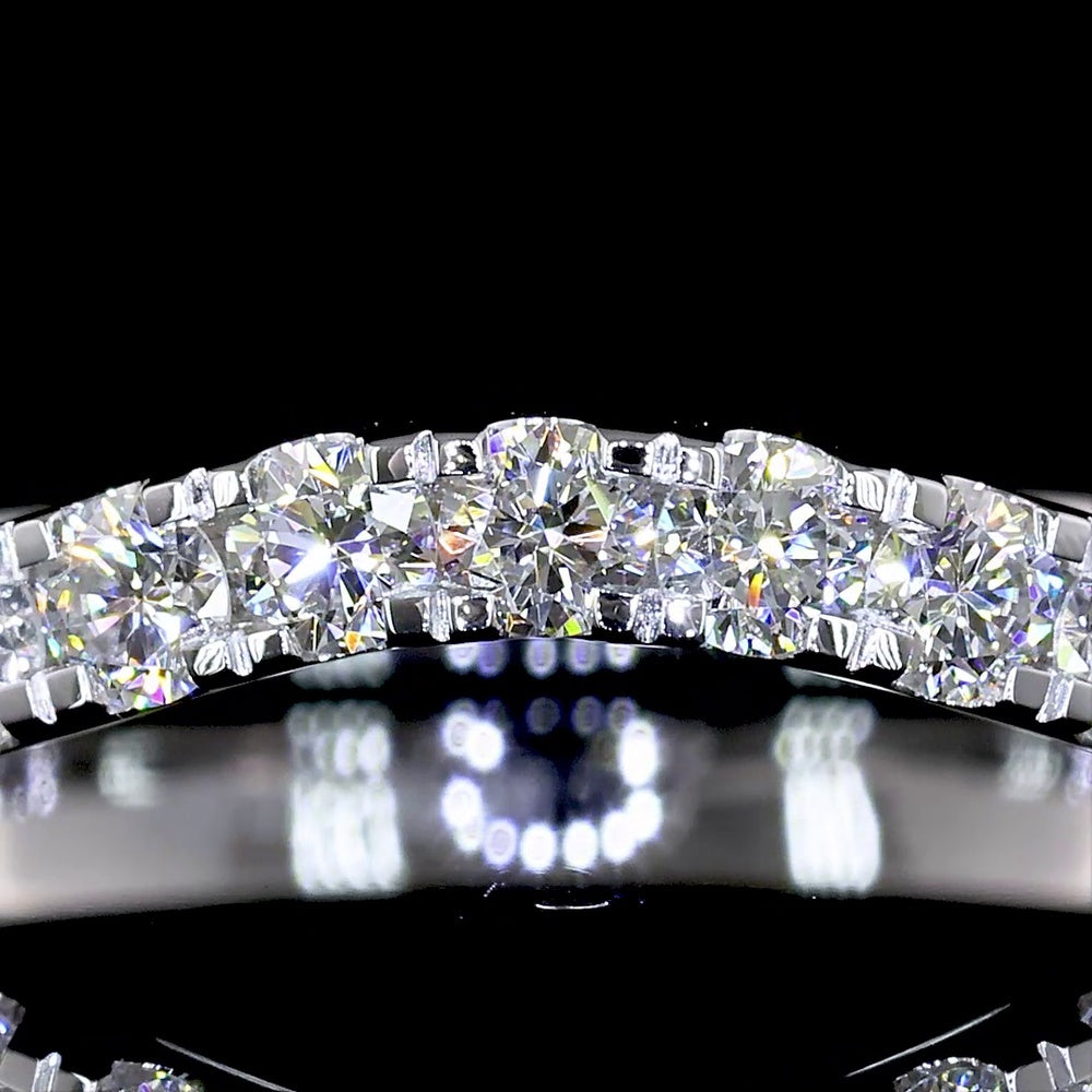 14K White Gold 3/4 Eternity Band with Micro-Pave Set Round Cut Lab Diamonds - 0.69 Carat Total Weight - Covaloro Fine Jewelry