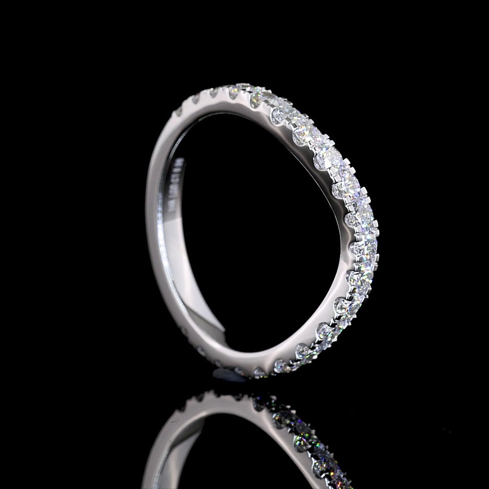 14K White Gold 3/4 Eternity Band with Micro-Pave Set Round Cut Lab Diamonds - 0.69 Carat Total Weight - Covaloro Fine Jewelry