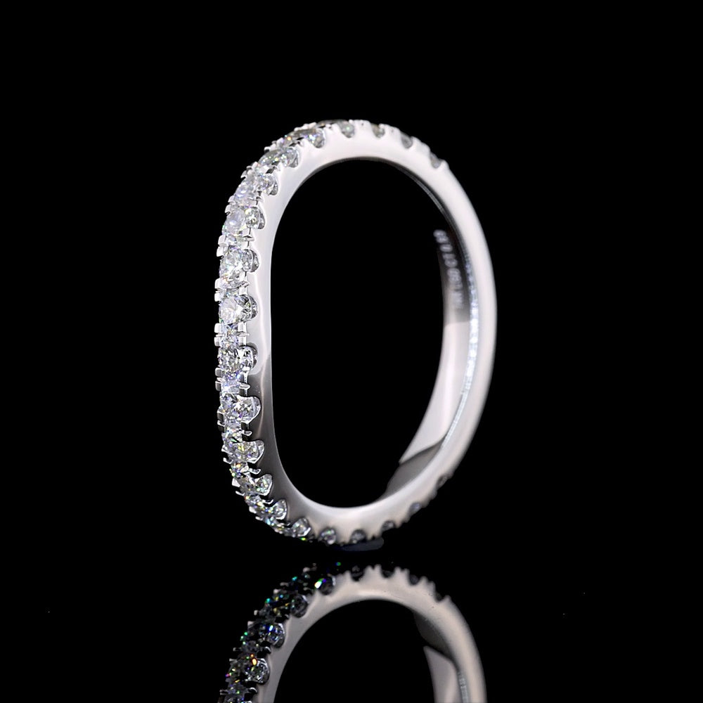14K White Gold 3/4 Eternity Band with Micro-Pave Set Round Cut Lab Diamonds - 0.69 Carat Total Weight - Covaloro Fine Jewelry
