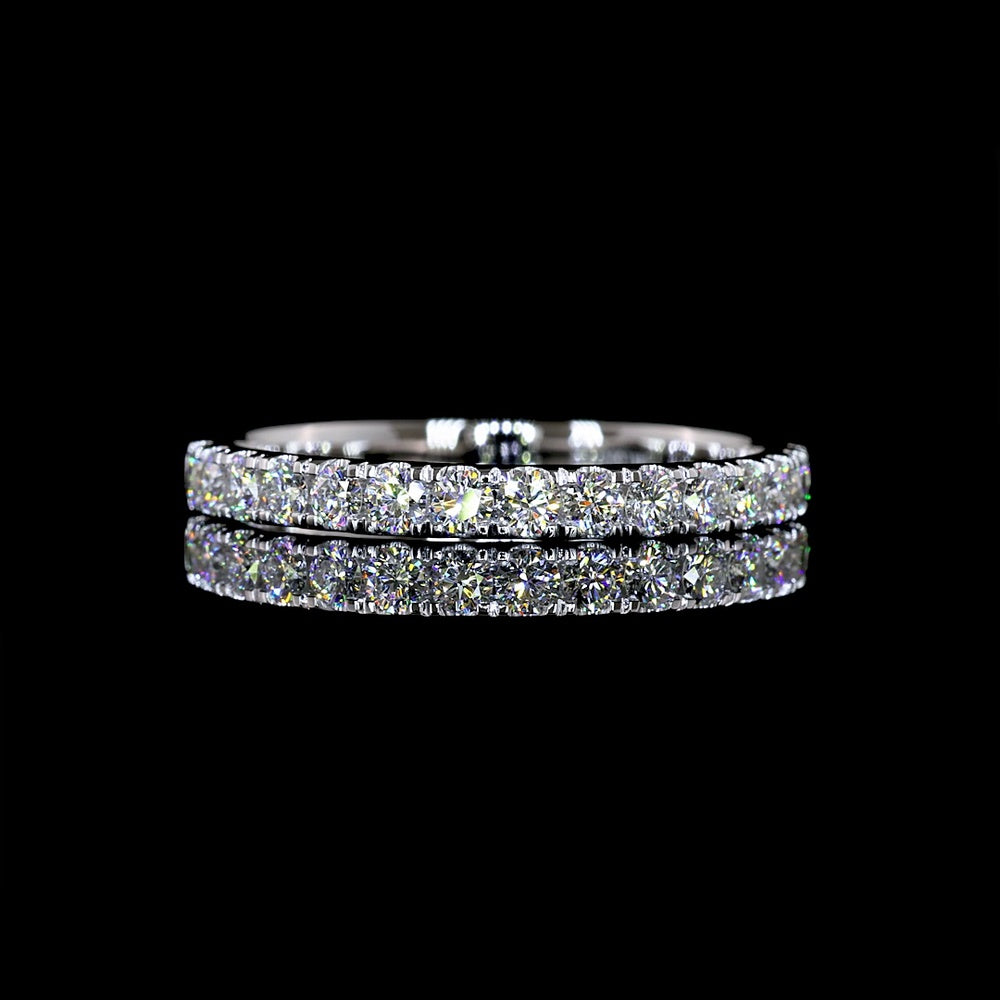 14K White Gold 3/4 Eternity Band with Micro Pavé Set Round Lab Diamonds - 1.02 Carat Total Weight, E-F Color, VS1 Clarity (23 Stones) - Covaloro Fine Jewelry
