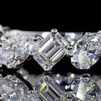 14K White Gold 3/4 Eternity Band with Mixed Shape Lab Diamonds (Emerald, Pear, Marquise, Oval) - 2.31 Carats Total Diamond Weight - Covaloro Fine Jewelry