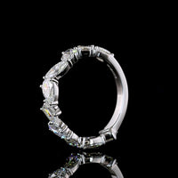 14K White Gold 3/4 Eternity Band with Mixed Shape Lab Diamonds (Emerald, Pear, Marquise, Oval) - 2.31 Carats Total Diamond Weight - Covaloro Fine Jewelry